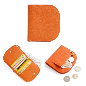 Femmes à la mode mince minimaliste en cuir véritable Mini portefeuille couleur <span class=keywords><strong>Orange</strong></span> peau de vache <span class=keywords><strong>porte</strong></span>-<span class=keywords><strong>monnaie</strong></span> petit argent portefeuilles pour les femmes - Product Image 1