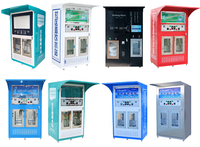 Distributeur d'eau commercial en libre-service avec station de filtration RO, armoire en acier inoxydable et système de paiement par billets, pièces et cartes