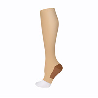 Chaussettes de compression à bout ouvert en nylon gradué pour infirmières, course à pied, voyage, vol, grossesse, athlétisme, 15-20 mmHg, hauteur genou