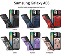 Coque de Téléphone Durable Anti-Chute avec Support Béquille PC et TPU Magnétique Puissant et Fenêtre Coulissante pour Samsung A06 A15 A26