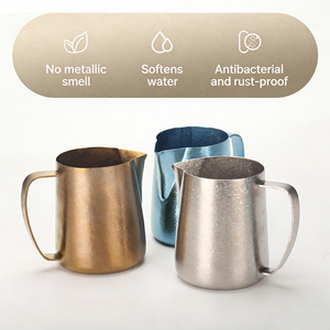 Pichet à mousse de lait Kingze avec logo personnalisé, 350 ml, 600 ml, en titane pur de qualité supérieure, pour <span class=keywords><strong>barista</strong></span> professionnel, pour espresso et latte art - Product Image 5