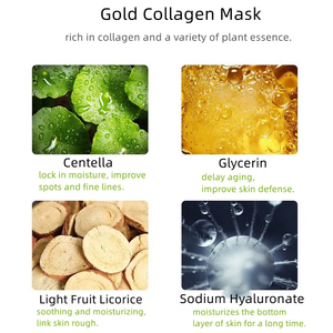 Precio de fábrica Máscara facial de cristal hidratante natural Hoja Mascarilla facial de colágeno de oro de 24K - Product Image 4