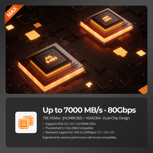 Tesmart usb4 80Gbps PCIe 5.0 / 4.0 / 3.0 NVMe SSD bao vây Tương thích với Thunderbolt 5 usb4 USB 3.2 Gen 2x2 M.2 SSD trường hợp - Product Image 2