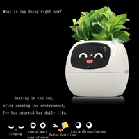 Pot Bunga Pintar Mini Plastik Sensor AI Otomatis Penyerap Air, Vas Tanaman Digital Cerdas untuk Meja Kerja