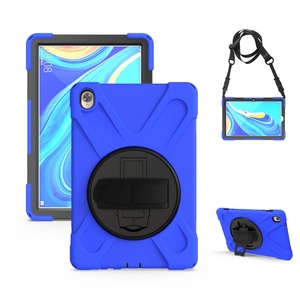 2025เคสแท็บเล็ตซิลิโคน3ชั้นสำหรับ <span class=keywords><strong>Huawei</strong></span> <span class=keywords><strong>Mediapad</strong></span> <span class=keywords><strong>M6</strong></span> 10.8พร้อมขาตั้งสายคล้องไหล่ SCM-W09/AL09