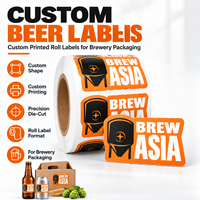 Étiquettes de bière personnalisées, autocollants en rouleau BOPP blancs, autocollants adhésifs pour bouteilles et canettes de brasserie, impression personnalisée imperméable