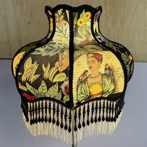 Abat-jour moderne fait main avec franges perlées noires, couverture décorative festonnée vintage pour l'éclairage domestique - Product Image 4