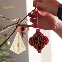 Décorations de fête de Noël 3D Mini paillettes bord papier nid d'abeille lanterne ornements suspendus pour arbre de noël fête du nouvel an