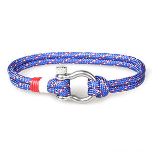 Bracciale da uomo con gancio per pesci in acciaio inossidabile con corda di Nylon colorata, bracciale con bracciale a treccia - Product Image 4