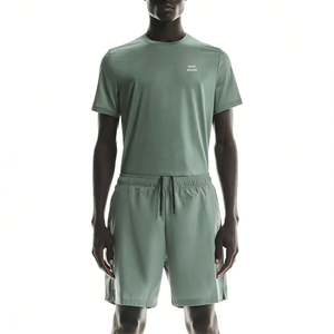 Ensemble T-shirt et short personnalisés avec logo brodé, vêtements d'entraînement en nylon et élasthanne, impression sérigraphique, ensemble deux pièces, coupe ajustée, <span class=keywords><strong>tenue</strong></span> <span class=keywords><strong>de</strong></span> <span class=keywords><strong>sport</strong></span> pour <span class=keywords><strong>homme</strong></span> - Product Image 3