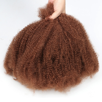 Cheveux à tresser Afro Kinky Curly Brazilian Remy Blend en vrac, extensions mini-torsades et dreadlocks pour tissage machine double trame, noir naturel