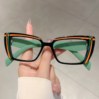 Kacamata Wanita Model Cat Eye Dua Warna Anti Blue Light, Frame Kacamata Optik Trendy, Bingkai Kacamata Wanita
