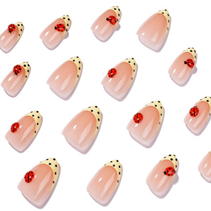 <span class=keywords><strong>Faux</strong></span> ongles en amande courts à marque privée avec colle, vente en gros, en gel souple, fleurs 3D, style français, à presser, fournitures - Product Image 2