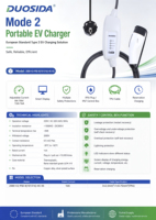 Chargeur EV portable homologué CE TUV, mode 2, type 2 IEC 62196-2, 16A 230V, options de prise Schuko CEE, 5m, fabrication OEM Europe