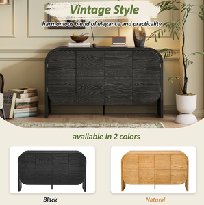 Modern Wood Sideboard Cabinet Curvy <b>Edge</b> 4 Doors Storage Adjustable <b>Shelves</b> Portable <b>Living</b> Room - Product Image 3