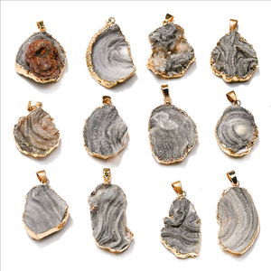 Grosir batu akik tidak beraturan batu alam liontin Druzy kalung untuk wanita DIY kristal kuarsa liontin kalung batu permata perhiasan - Product Image 1