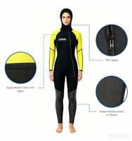 Combinaison de plongée intégrale en néoprène imperméable pour femme, 2 mm 3 mm, fermeture éclair avant, manches longues, protection solaire, maillot de bain