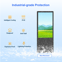 Layar Iklan Digital Signage Luar Ruangan 55 65 Inch 2000nits IP65 Tahan Air Android Komersial untuk Toko