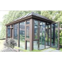Moderna Terraza Acristalada Ecológica con Techo Plano y Puertas Corredizas de Vidrio, Marco de Aluminio para Uso en Villas, Supermercados y Apartamentos, 6mX8m