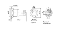ONPOW Interrupteur à bouton-poussoir unipolaire à double jet 19mm (LAS1-AGQ-D/S) CE, RoHS