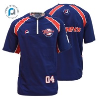 Veste de frappeur de baseball à manches courtes avec fermeture éclair 1/4 personnalisée Sublimation pour hommes