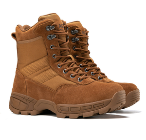 Bottes tactiques de randonnée et de camping DF0501 marron kaki en daim et cuir de vache avec semelle extérieure en caoutchouc - Product Image 2