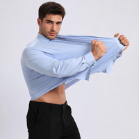 Chemise Homme Tricotée Grande Taille à Haute Élasticité, Anti-Plis, Finition Brillante, Style Urbain Décontracté, Confortable, Design Personnalisé