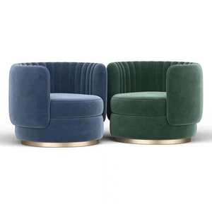 360-degree Rotation Modern Stainless Steel Fabric Upholstered Tufted Leisure Chair for <b>Living</b> <b>Room</b> - Product Image 4