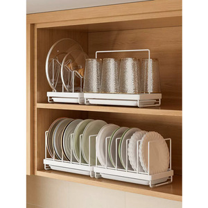 <b>Kitchen</b> Cabinet Organizer Dish Rack Plate Holder Cup <b>Storage</b> Stand Stainless Steel Rectangle Mesas Tableware <b>Storage</b> - Product Image 1