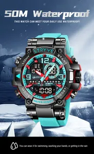 นาฬิกาข้อมือดิจิตอล STRYVE 8025 จอแสดงผลคู่อเนกประสงค์ เรืองแสง กันน้ำ สายซิลิโคน นาฬิกาสปอร์ตหลากสี - Product Image 6