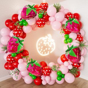 Strawberry <strong>Balloon</strong> Arch Garland Kit Pink Red <strong>Balloons</strong> with Large Strawberry Foil <strong>Balloon</strong> Sweet One Birthday Party Decoration - Product Image 1