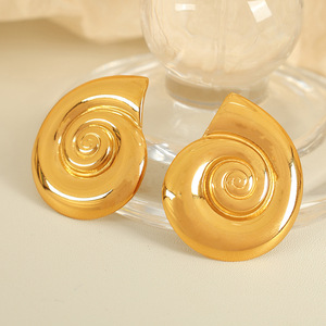 ต่างหูรูปทรงหอยสังข์ชุบทองโลหะผสมสังกะสีเครื่องประดับแฟชั่นสตรี EH631 - Product Image 2