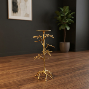 Support de bougie portable en aluminium fait main, écologique, avec motif d'arbre, décoration durable pour la maison - Product Image 3