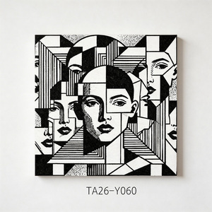 Toile murale cubiste <span class=keywords><strong>noir</strong></span> <span class=keywords><strong>et</strong></span> <span class=keywords><strong>blanc</strong></span>, impression haute définition sur toile, image géométrique abstraite pour décoration de salon moderne - Product Image 5