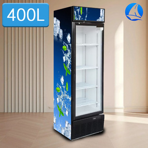 Thẳng đứng thương mại đồ uống mát hiển thị tủ lạnh làm mát không khí cong Tempered Glass kỹ thuật số điều khiển nhiệt độ cho siêu thị - Product Image 5