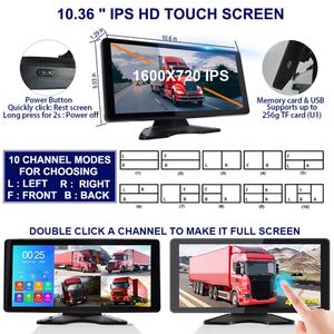 Reproductor de Video MP5 con Pantalla Táctil 2.5D de 10.36 Pulgadas, Bluetooth, USB, para Camiones y Autobuses, 4 Cámaras 1080P, 4 Canales AHD, DVR para Camión, Monitor LCD - Product Image 4