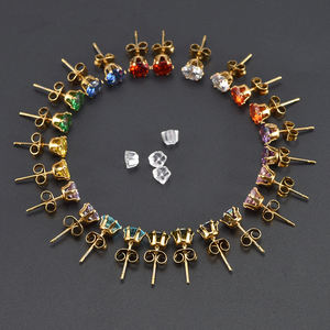 Non ternir 14k or zircon cubique pierre de naissance boucles <span class=keywords><strong>d</strong></span>'oreilles hypoallergénique en acier inoxydable pierre de naissance <span class=keywords><strong>diamant</strong></span> boucles <span class=keywords><strong>d</strong></span>'oreilles - Product Image 5