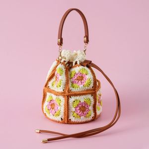 Bolso de Hombro Tejido a Mano de Estilo Intelectual y Artístico, Bolso de Mujer con Cordón Ajustable, Accesorio de Moda de Ganchillo con Diseño de Caleidoscopio - Product Image 2