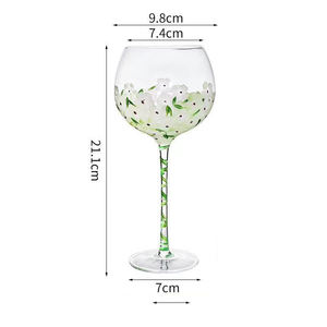 Verre à vin en forme de nuage de tulipes peint à la main, décoration rétro pour la maison, verre à eau de haute valeur avec long pied, design luxueux - Product Image 6