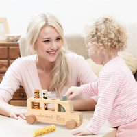 Juguete de Madera Montessori Unisex, Cubo de Actividades Colorido, Autobús Educativo Temprano para Bebés, Juguetes de Reconocimiento de Animales al por Mayor