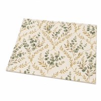 Set de table en lin et coton imprimé sur mesure 35x48cm |   Feuilles d'eucalyptus dorées sur fond ivoire |   Impression numérique en gros