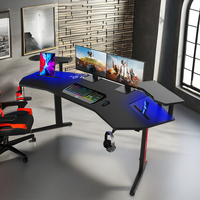 Foshan ailes aérodynamiques ergonomiques en forme de blanc noir grand bureau rgb pas cher bureau moderne mesa bureau de jeu d'ordinateur réglable