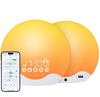 Lámpara Despertador con Luz de Colores, Lámpara de Noche con Iluminación de Doble Cara, Simulación de Amanecer, Lámpara LED Electrónica