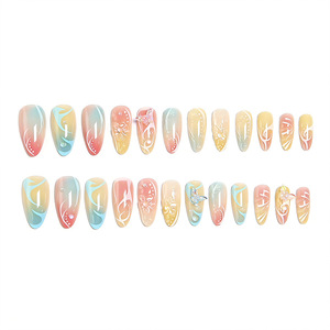 <span class=keywords><strong>Uñas</strong></span> <span class=keywords><strong>Postizas</strong></span> 3D <span class=keywords><strong>con</strong></span> Diseño de Mariposa en Degradado, Forma Almendrada Mediana, Cobertura Completa, Estilo Fresco de Verano, Decoraciones de <span class=keywords><strong>Uñas</strong></span> Personalizadas - Product Image 4