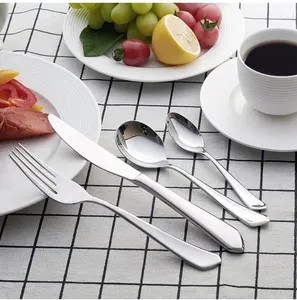 Custom Flatware Silver Stainless Steel Restaurant Spoon And Fork Dinnerware Luxury Cutlery Steel Set