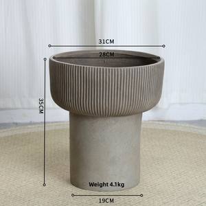 <span class=keywords><strong>Pot</strong></span> de fleurs en ciment de magnésium côtelé de grande taille, fait main, style nordique Wabi-Sabi, pour <span class=keywords><strong>Monstera</strong></span> <span class=keywords><strong>Deliciosa</strong></span> - Product Image 6