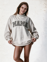 Sweat-shirt à col montant pour femme en tissu doux, longueur allongée, avec logo brodé personnalisé, haut basique pour le quotidien