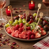 Brochettes à fruits personnalisées, motifs ours mignons, cœurs, roses, brochettes jetables pour apéritifs, pour mariage, fête, vaisselle de table