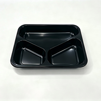 Barquette alimentaire jetable CPET à 3 compartiments, thermoscellable et compatible micro-ondes, pour avion
