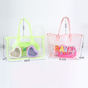 Sac de plage imperméable en PVC épais et durable pour femme, avec broderie personnalisée monogramme lettre ombre, idéal pour l'été et les voyages - Product Image 6